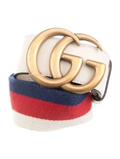 Pre-owned Gucci Double G Logo Canvas Belt In Red