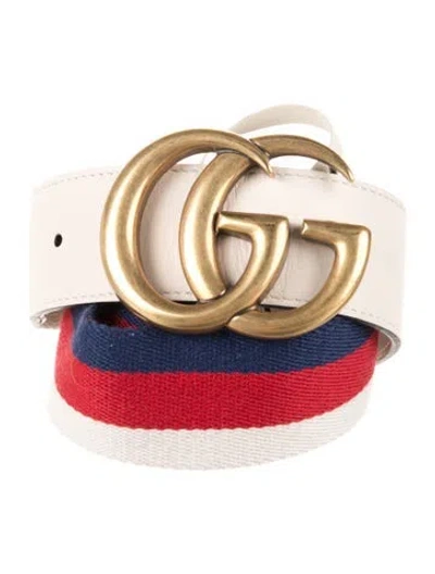 Pre-owned Gucci Double G Logo Canvas Waist Belt In Neutral