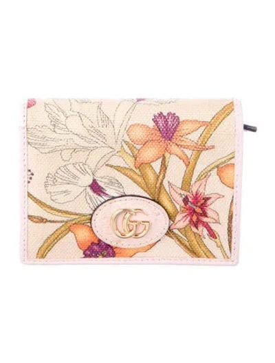 Pre-owned Gucci Double G Logo Canvas Wallet In Pink