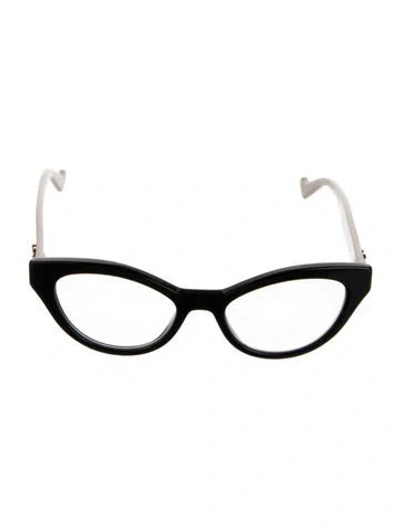 Pre-owned Gucci Double G Logo Cat-eye Eyeglasses In Black
