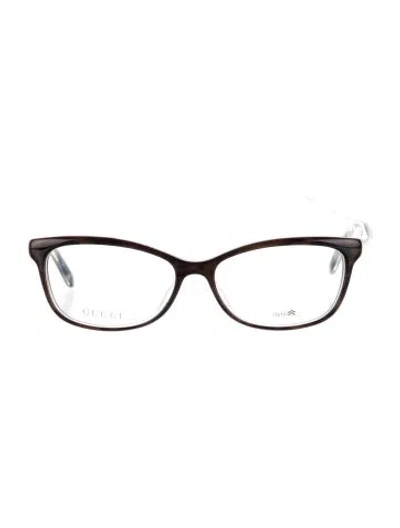 Pre-owned Gucci Double G Logo Cat-eye Eyeglasses In Brown