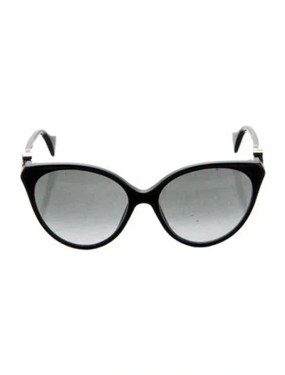 Pre-owned Gucci Double G Logo Cat-eye Sunglasses W/ Tags In Black