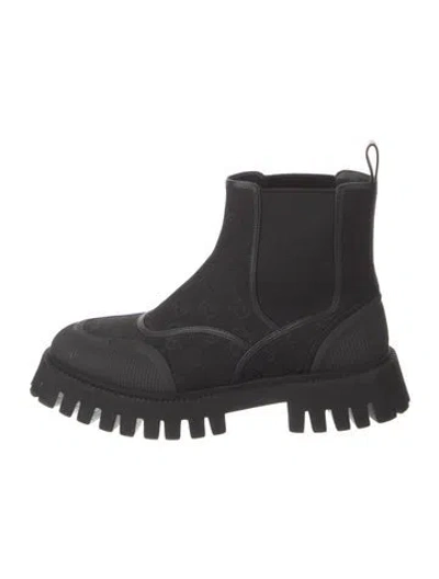 Pre-owned Gucci Double G Logo Chelsea Boots In Black
