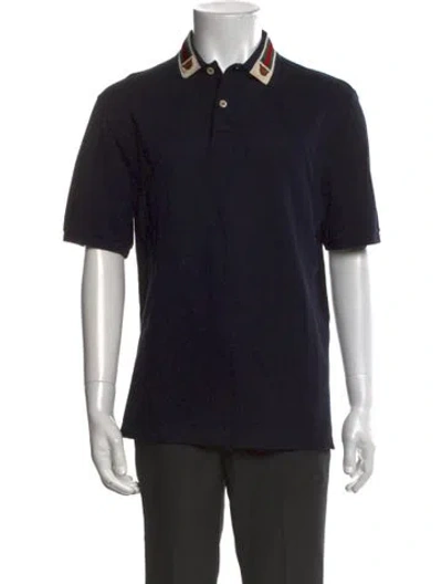 Pre-owned Gucci Double G Logo Collar Polo Shirt In Black