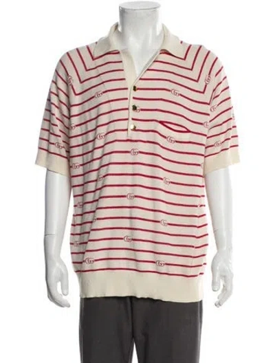 Pre-owned Gucci Double G Logo Collar Polo Sweater In Neutral