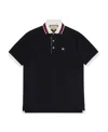 Gucci Gg-embroidered Cotton Polo Shirt In Black