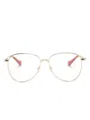 Gucci Double G Logo-engraved Cat-eye Frame Glasses In Gold