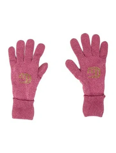 Pre-owned Gucci Double G Logo Glitter Embellished Gloves