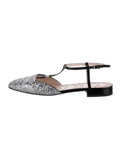 Pre-owned Gucci Double G Logo Glitter Slingback Flats In Multi