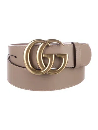 Pre-owned Gucci Double G Logo Leather Belt In Brown