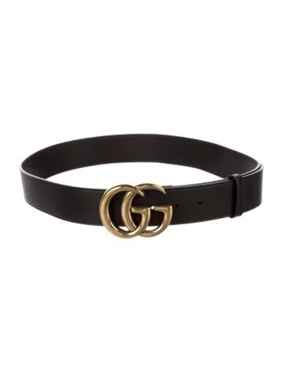 Pre-owned Gucci Double G Logo Leather Belt In Brown