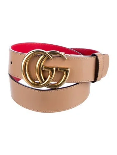 Pre-owned Gucci Double G Logo Leather Belt In Gray