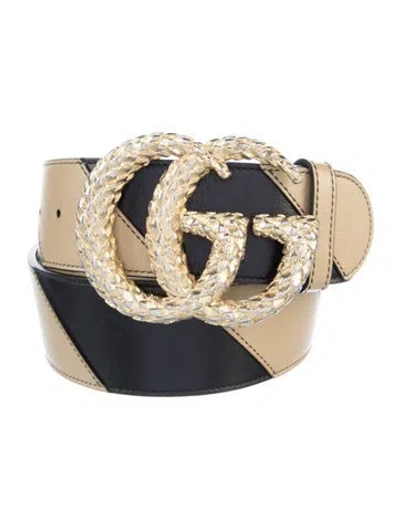 Pre-owned Gucci Double G Logo Leather Belt Kit