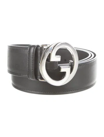 Pre-owned Gucci Double G Logo Leather Belt Kit In Black