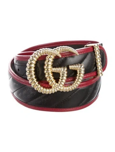 Pre-owned Gucci Double G Logo Leather Belt In Multi
