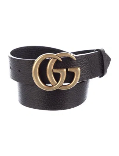 Pre-owned Gucci Double G Logo Leather Belt In Multi