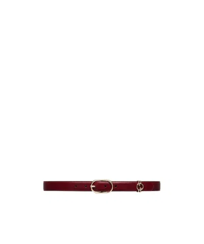 Gucci Double G Logo Leather Belt In Red