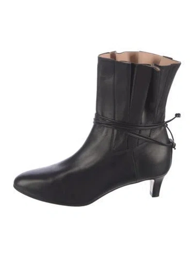 Pre-owned Gucci Double G Logo Leather Boots In Black