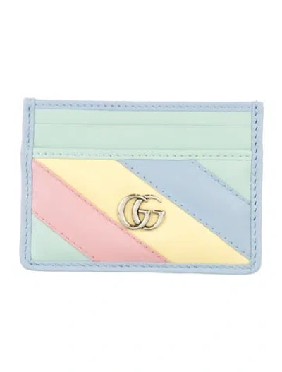 Pre-owned Gucci Double G Logo Leather Card Holder In Multi