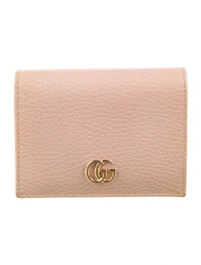 Pre-owned Gucci Double G Logo Leather Compact Wallet In Pink