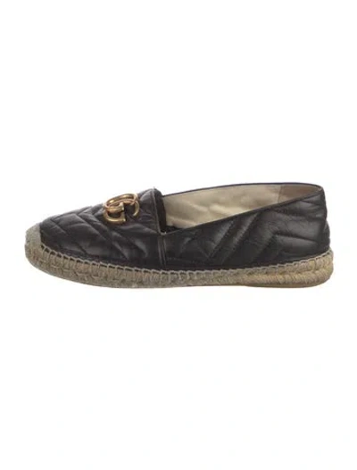 Pre-owned Gucci Double G Logo Leather Espadrilles