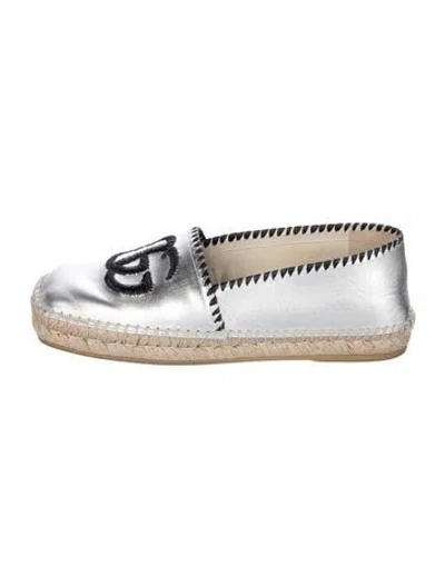 Pre-owned Gucci Double G Logo Leather Espadrilles