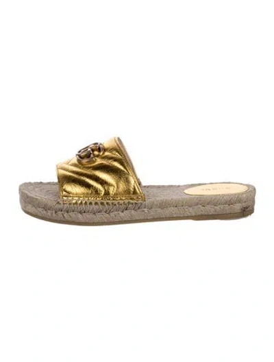 Pre-owned Gucci Double G Logo Leather Espadrilles