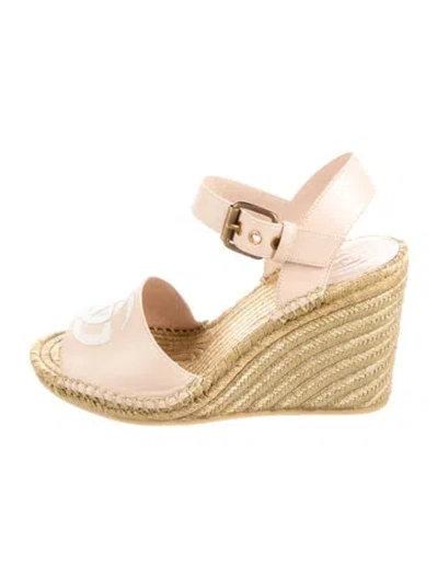 Pre-owned Gucci Double G Logo Leather Espadrilles