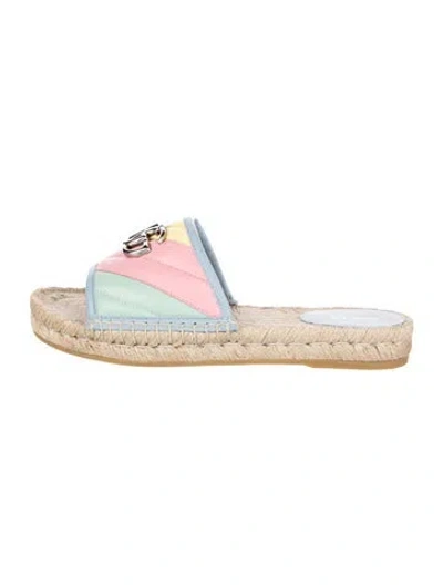 Pre-owned Gucci Double G Logo Leather Espadrilles In Multi