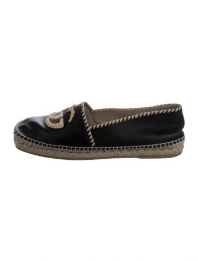 Pre-owned Gucci Double G Logo Leather Espadrilles In Multi
