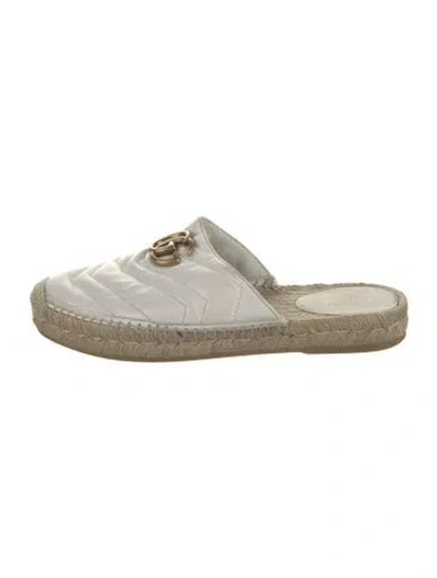 Pre-owned Gucci Double G Logo Leather Espadrilles In Neutrals/white