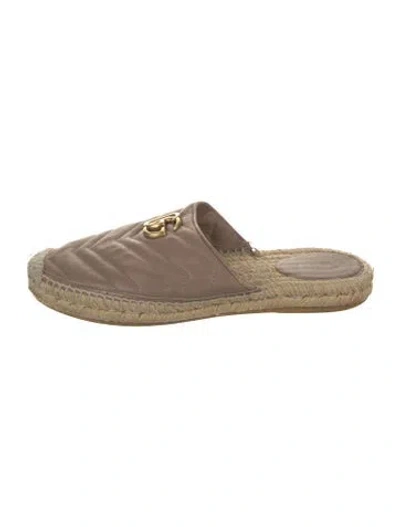 Pre-owned Gucci Double G Logo Leather Espadrilles In Pink