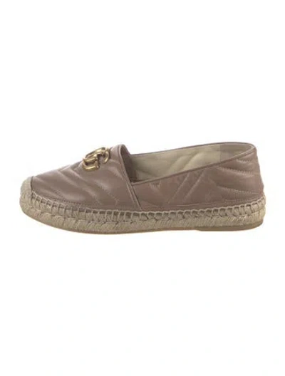 Pre-owned Gucci Double G Logo Leather Espadrilles In Pink