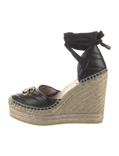 Pre-owned Gucci Double G Logo Leather Espadrilles W/ Tags