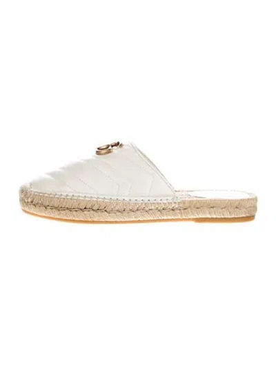 Pre-owned Gucci Double G Logo Leather Espadrilles In White