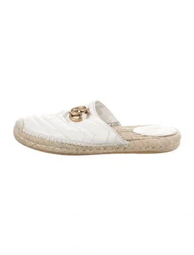 Pre-owned Gucci Double G Logo Leather Espadrilles In White