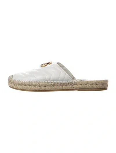 Pre-owned Gucci Double G Logo Leather Espadrilles In White