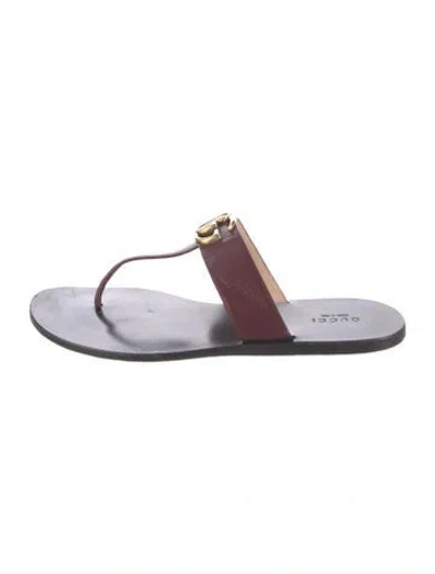 Pre-owned Gucci Double G Logo Leather Flip Flops In Multi