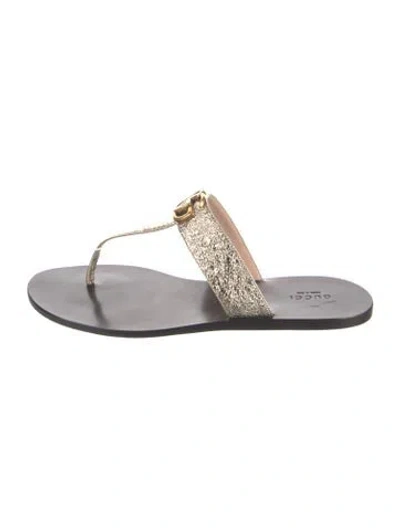 Pre-owned Gucci Double G Logo Leather Flip Flops In Pink