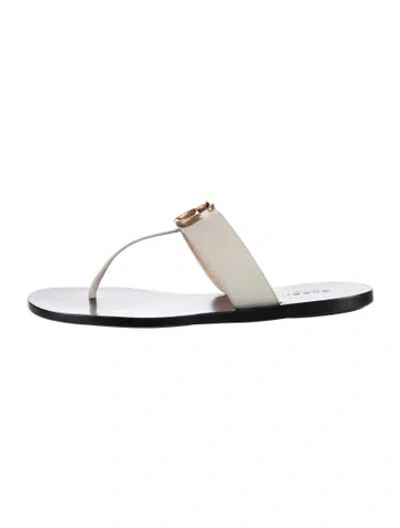 Pre-owned Gucci Double G Logo Leather Flip Flops In White