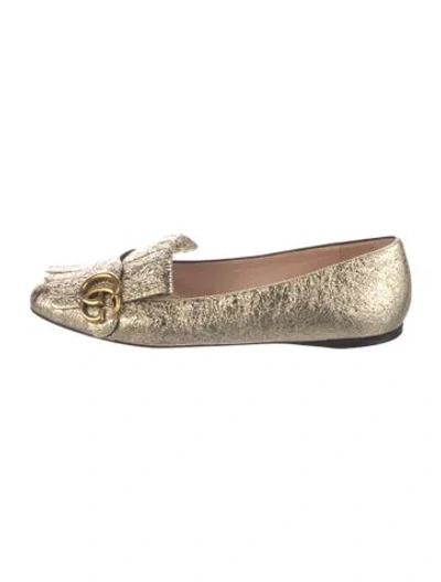 Pre-owned Gucci Double G Logo Leather Loafers