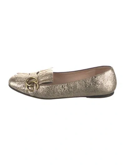 Pre-owned Gucci Double G Logo Leather Loafers