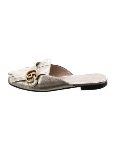 Pre-owned Gucci Double G Logo Leather Mules