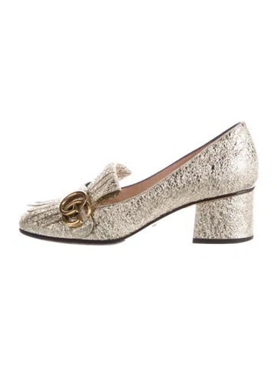 Pre-owned Gucci Double G Logo Leather Pumps