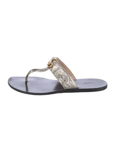 Pre-owned Gucci Double G Logo Leather Slides