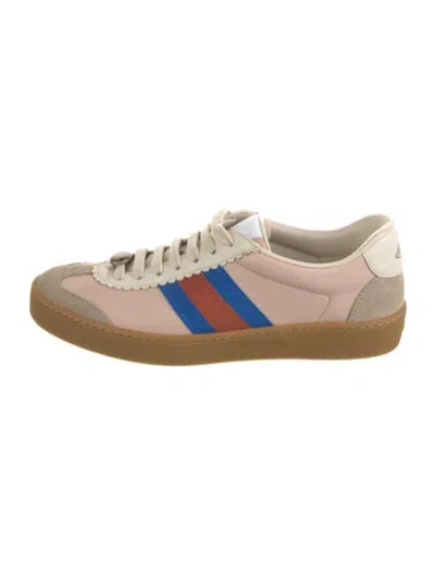 Pre-owned Gucci Double G Logo Leather Sneakers In Pink