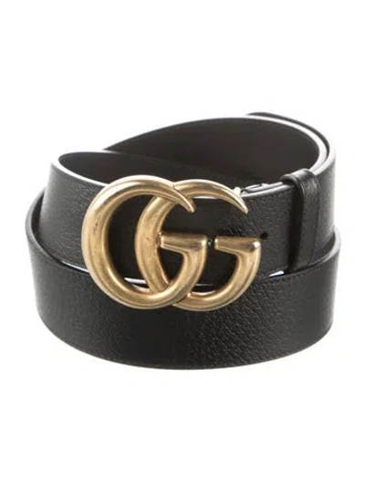 Pre-owned Gucci Double G Logo Leather Waist Belt In Brown