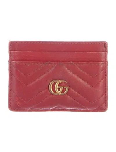 Pre-owned Gucci Double G Logo Leather Wallet In Red