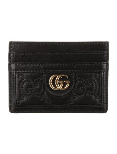 Pre-owned Gucci Double G Logo Leather Wallet W/ Tags In Black