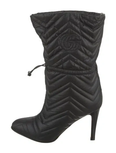 Pre-owned Gucci Double G Logo Nylon Boots In Black